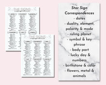 Load image into Gallery viewer, Astrology Basics Printable Grimoire Pages, Reference Cheat Sheets
