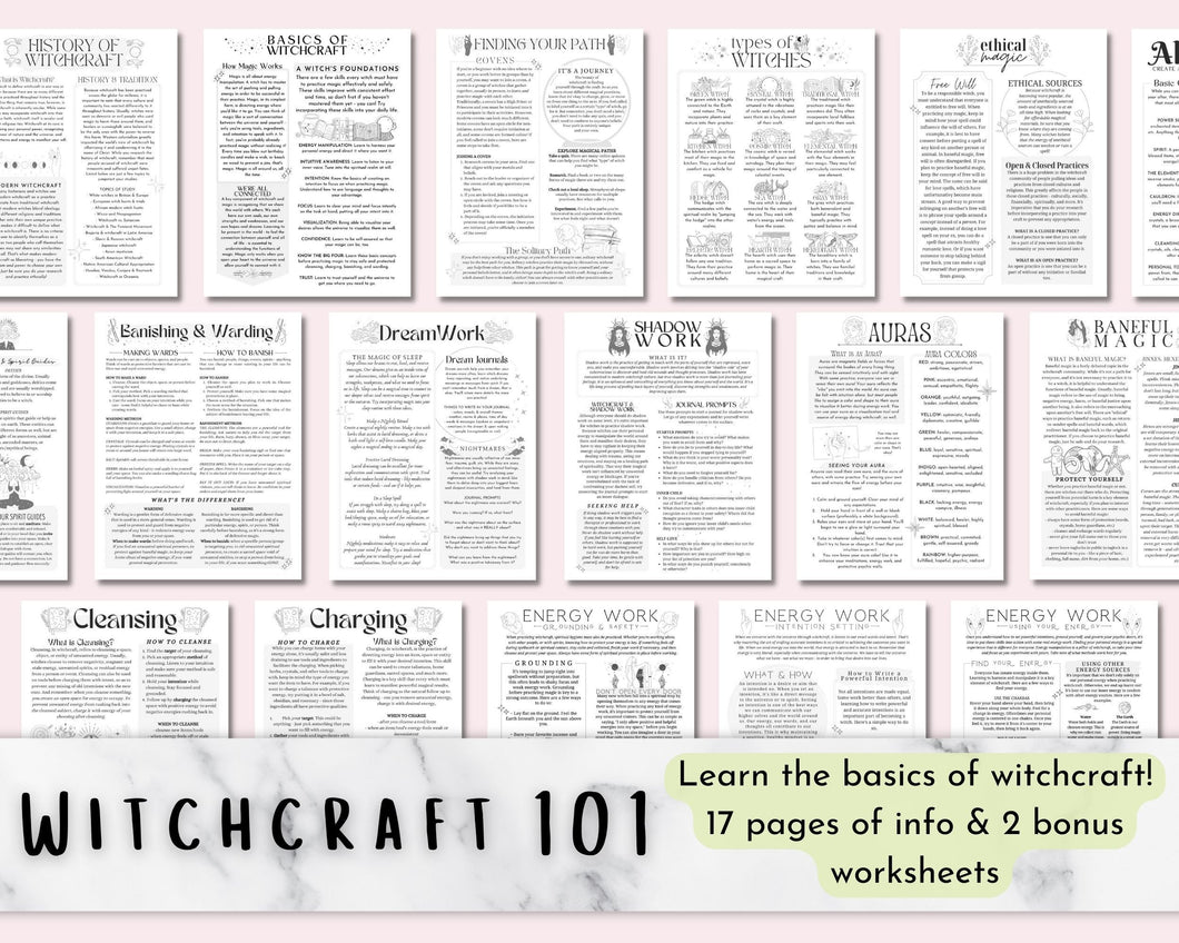 Witchcraft 101, Basics of Witchcraft Printable Grimoire BOS Pages