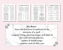 Load image into Gallery viewer, Spellwork Basics Printable Grimoire Book of Shadows Pages
