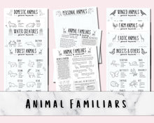 Load image into Gallery viewer, Animal Familiars, Spiritual Witchcraft Printable Grimoire Pages
