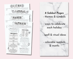 The Sabbats Printable Grimoire Pages, Wiccan Pagan Wheel of the Year