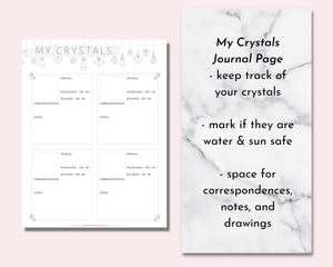 Crystal Magic Witchcraft Printable Grimoire Pages