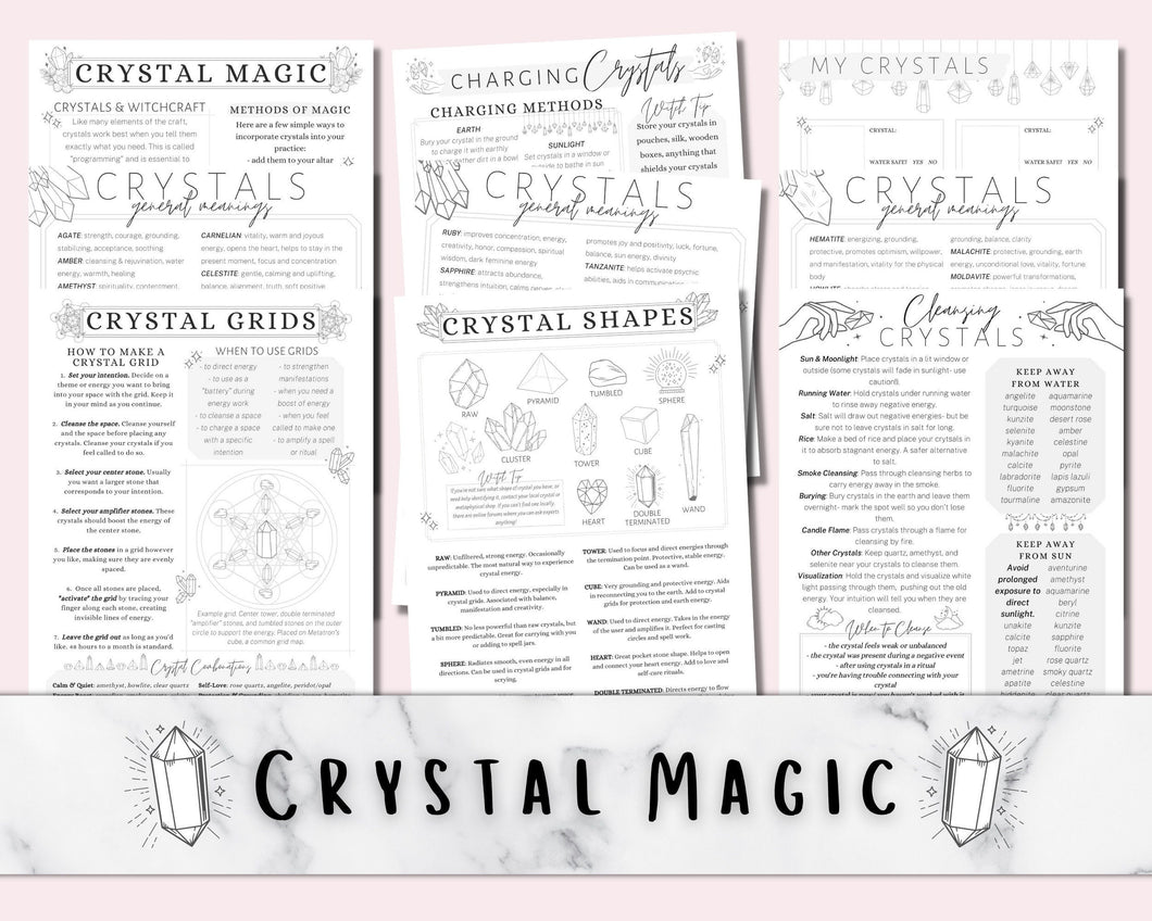 Crystal Magic Witchcraft Printable Grimoire Pages