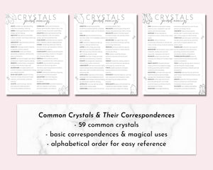 Crystal Magic Witchcraft Printable Grimoire Pages